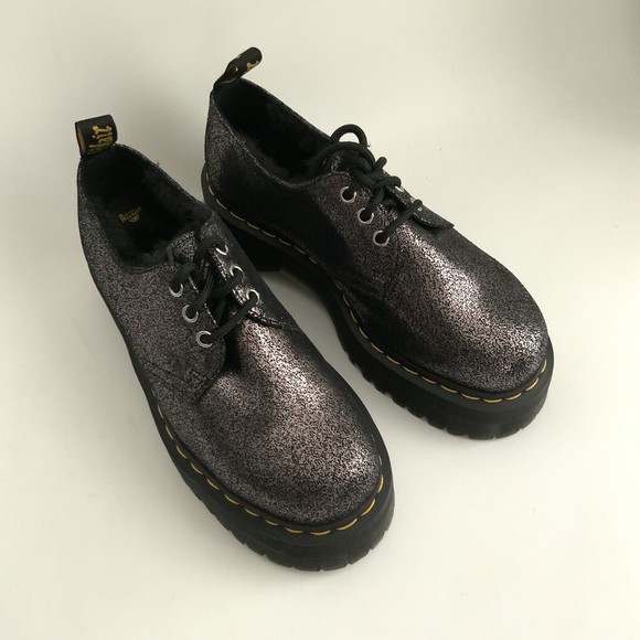 Dr. Martens Quad Platform Crackled Metallic Leather 1461 Quad Boots 8 - Picture 11 of 12